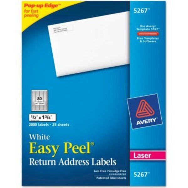 Avery Avery® Easy Peel Laser Address Labels, 1/2 x 1-3/4, White, 2000/Pack 5267